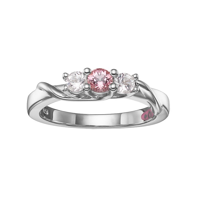 Diamond Splendor Joanna Topaz 3-Stone Ring, Womens, Size: 6, Pink