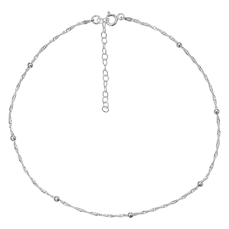 PRIMROSE Sterling Silver Beaded Choker Necklace, Womens, Grey