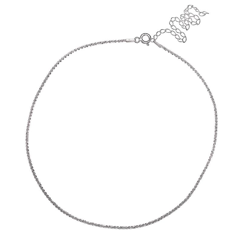 PRIMROSE Sterling Silver Sparkle Chain Choker Necklace, Womens, Grey