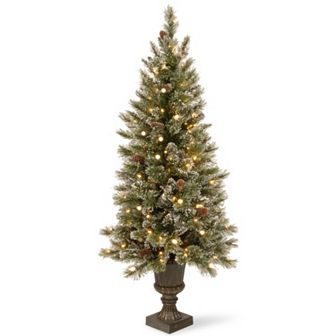 National Tree Company 4-ft. Pre-Lit Artificial Pine Glitter Porch Tree