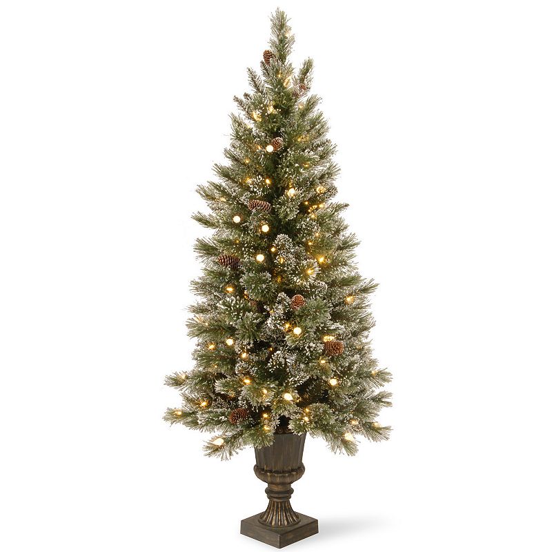 National Tree Company 5' Glittery Bristle Artificial Christmas Tree 150ct Warm White LED (BASE IS BROKEN)