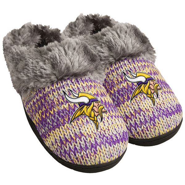 Minnesota Vikings Slipper - Youth 8-16 Size 1-2 Stripe - (1 Pair