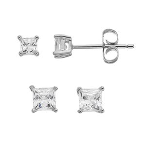 Illuminaire Cubic Zirconia Square Stud Earring Set