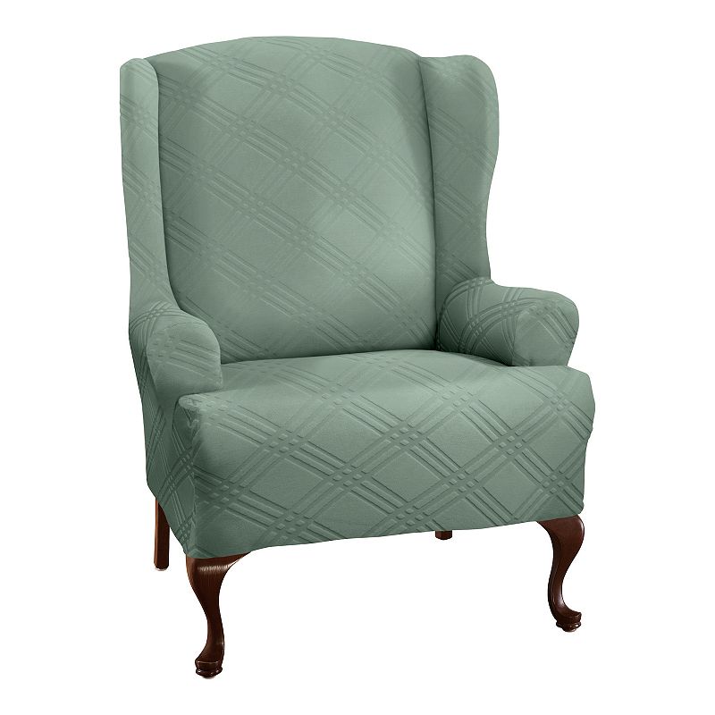 Stretch Sensations Stretch Double Diamond Wing Chair Slipcover, Green, WING