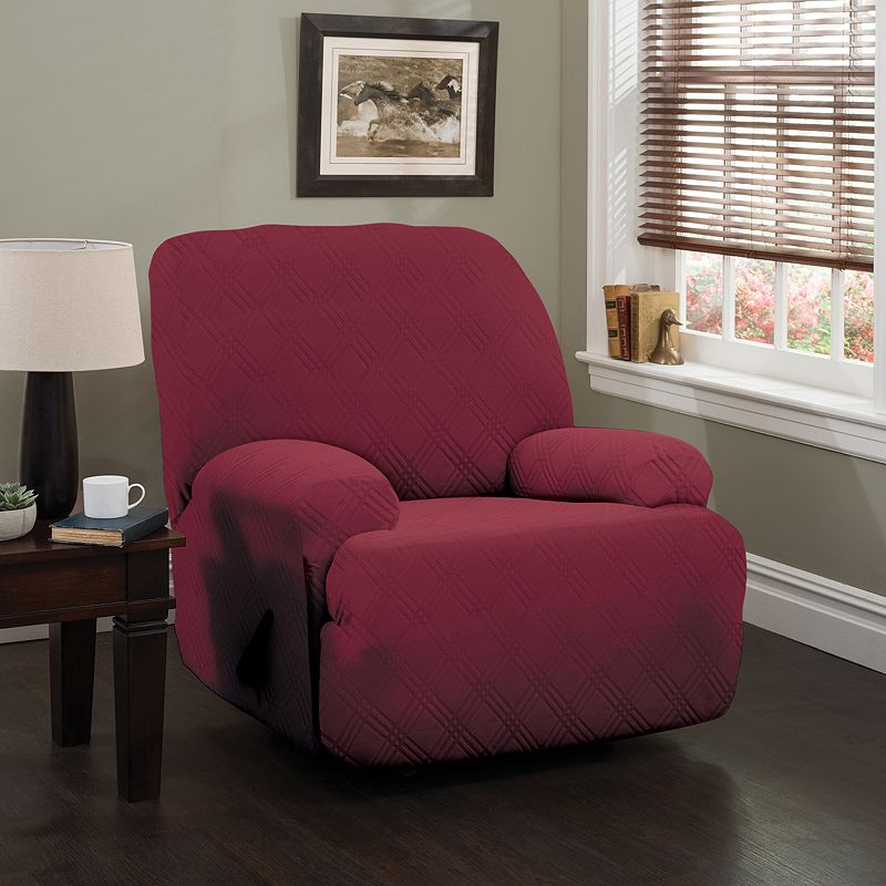 Stretch Sensations Stretch Double Diamond Jumbo Recliner Slipcover, Red