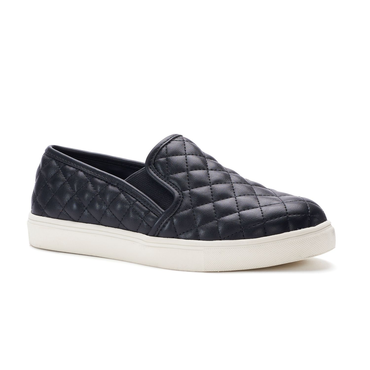 womens black quilted slip on shoes