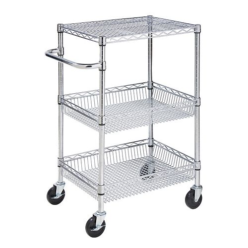 HoneyCanDo 3Tier Chrome Rolling Cart