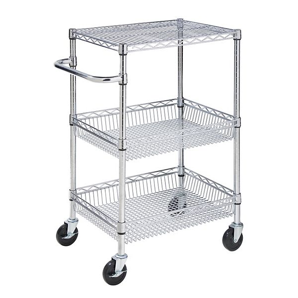 HoneyCanDo 3Tier Chrome Rolling Cart