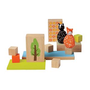 Manhattan Toy MiO Woodland + Fox + Skunk Modular Wooden Building Set