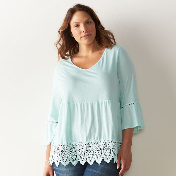 Plus Size Sonoma Goods For Life® Crochet Peplum Top