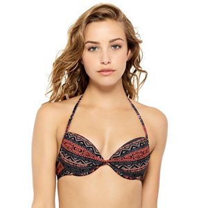 Juniors' Hot Water Push-Up Geometric Twist-Front Bikini Top