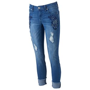 Juniors' Hydraulic Lola Curvy Ripped Ankle Skinny Jeans