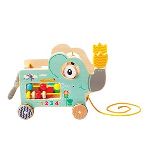 My Pal Elly Colorful Wooden Toddler Pull Along Activity Toy by Manhattan Toy