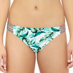 Juniors' Hot Water Leaf Strappy Bikini Bottoms