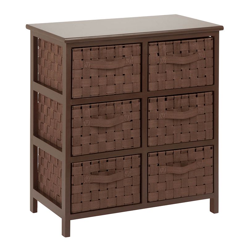 Honey Can Do Double Woven Strap Six Drawer Chest with Handles