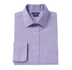 Men's Croft & Barrow® Regular-Fit Checked Easy-Care Spread-Collar Dress Shirt