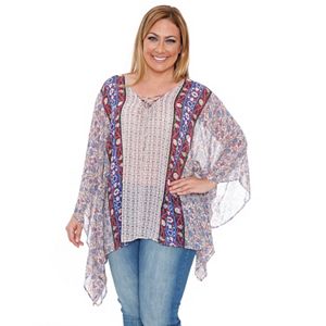 Plus Size White Mark Poncho Tunic