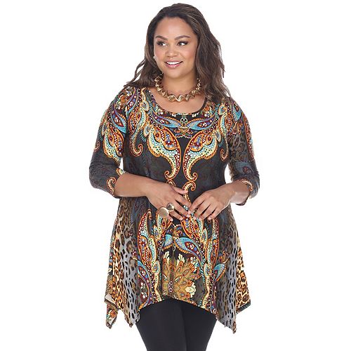 Plus Size White Mark Aymmetrical Tunic