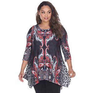 Plus Size White Mark Aymmetrical Tunic