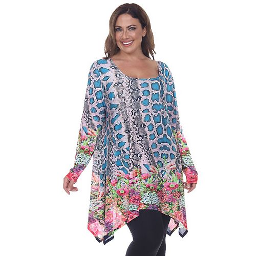 Plus Size White Mark Aymmetrical Tunic