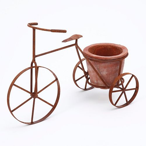 Gerson Metal Bicycle & Terracotta Planter 2-piece Set