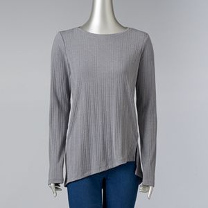 Petite Simply Vera Vera Wang Ribbed Asymmetrical Top