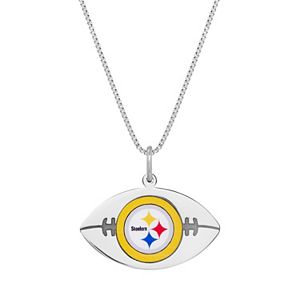 Sterling Silver Pittsburh Steelers Football Pendant Necklace