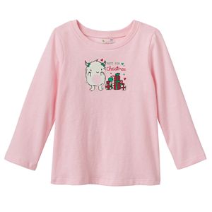 Baby Girl Jumping Beans® Glittery Holiday Graphic Tee