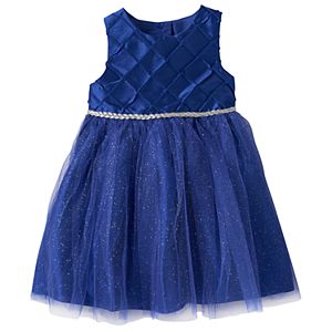 Baby Girl Marmellata Classics Pintuck Glittery Taffeta Dress