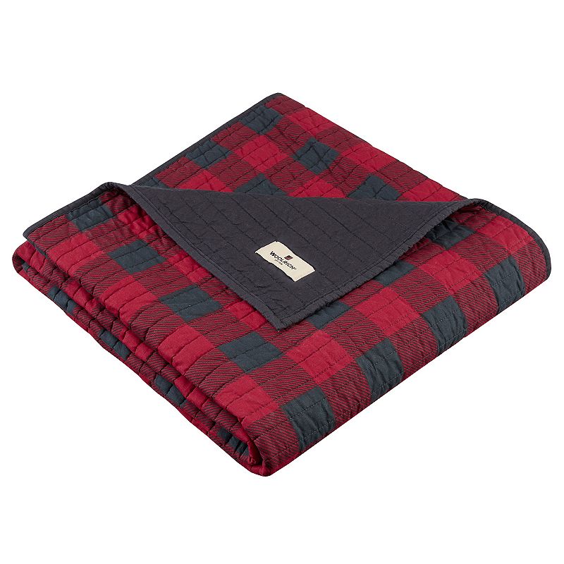 Woolrich Check Quilted Throw Blanket, Red