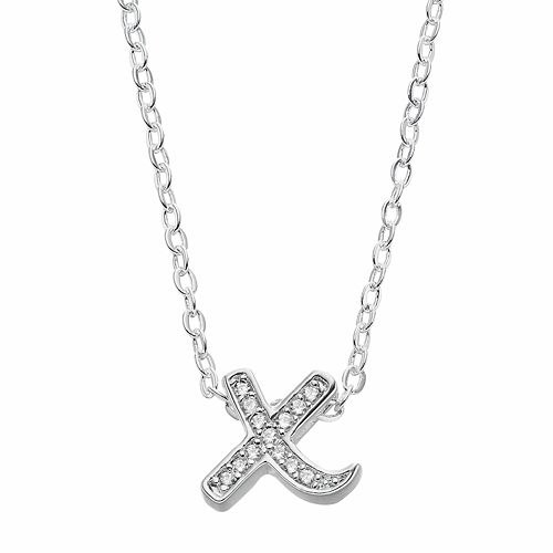 SilverPlated Cubic Zirconia Initial Pendant Necklace