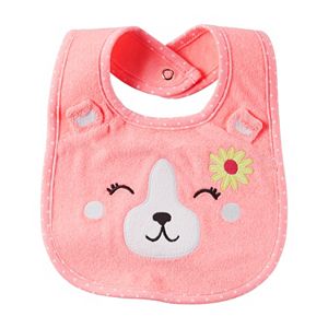 Baby Girl Carter's Embroidered Bear Terry Bib