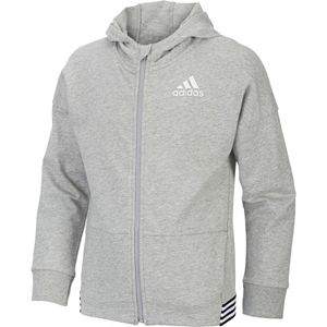 Girls 7-16 adidas Striped Hem Zip-Up Hoodie