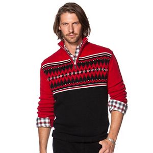 Men's Chaps Classic-Fit Fairisle Quarter-Zip Pullover