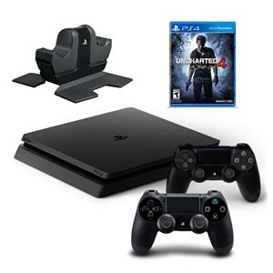 PlayStation 4 500GB Uncharted 4: A Thief's End Bundle with Controllers & Charging Dock