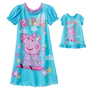 Toddler Girl Peppa Pig Dorm Nightgown & Doll Dress Set