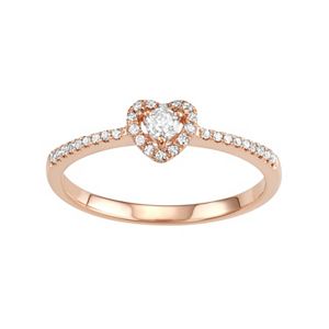 10k Rose Gold 1/4 Carat T.W. Diamond Heart Promise Ring