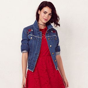 Women's LC Lauren Conrad Embroidered Jean Jacket