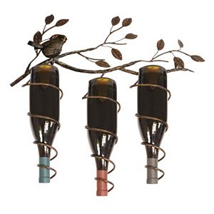 New View Bird & Vine 3-Bottle Metal Wine Rack