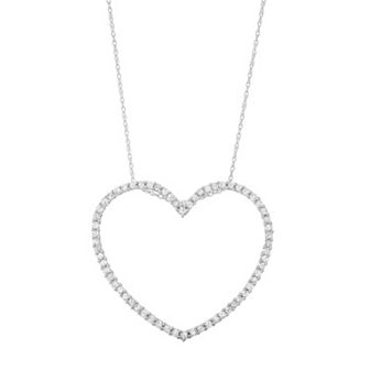HDI 10k White Gold 1 Carat T.W. Diamond Heart Pendant Necklace