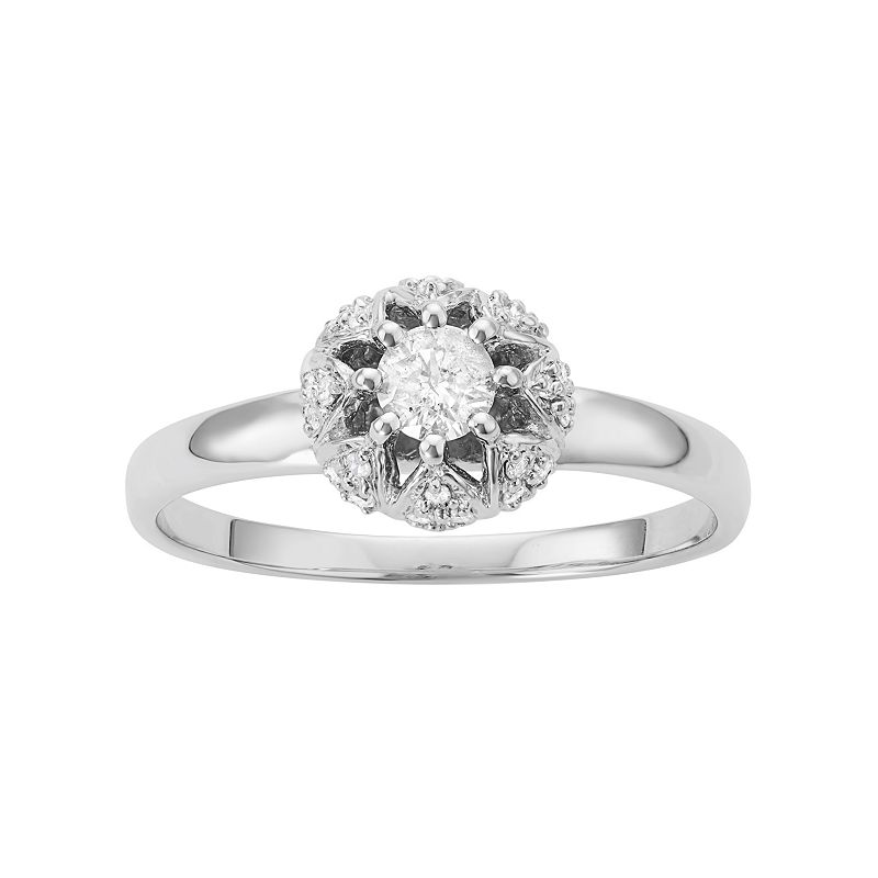 10k White Gold 1/3 Carat T.W. Diamond Ring, Womens, Size: 5