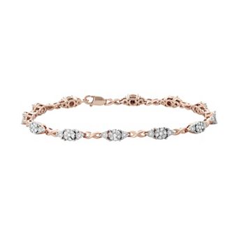 HDI 14k Rose Gold Over Silver 1/2 Carat T.W. Diamond Infinity Link Bracelet