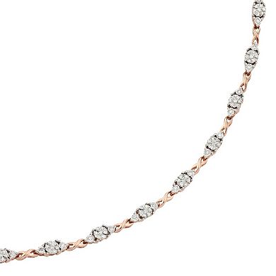 14k Rose Gold Over Silver 1/2 Carat T.W. Diamond Infinity Link Bracelet