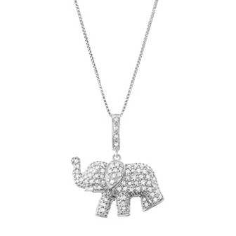 HDI Sterling Silver 1/3 Carat T.W. Diamond Elephant Pendant Necklace