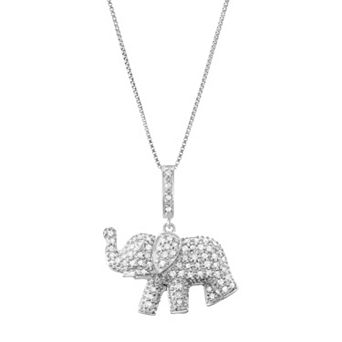 HDI Sterling Silver 1/3 Carat T.W. Diamond Elephant Pendant Necklace
