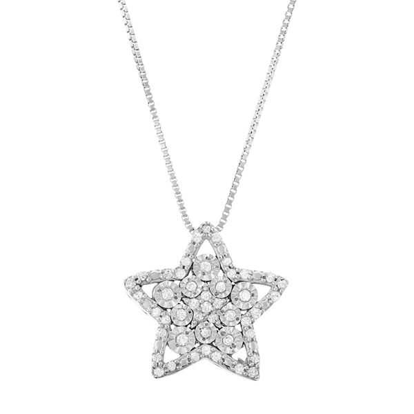 1/4 Carat T.W. Diamond Sterling Silver Cutout Star Pendant Necklace
