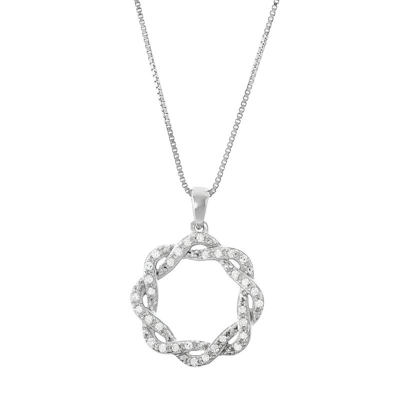 Sterling Silver 1/6 Carat T.W. Diamond Intertwined Pendant Necklace, Women