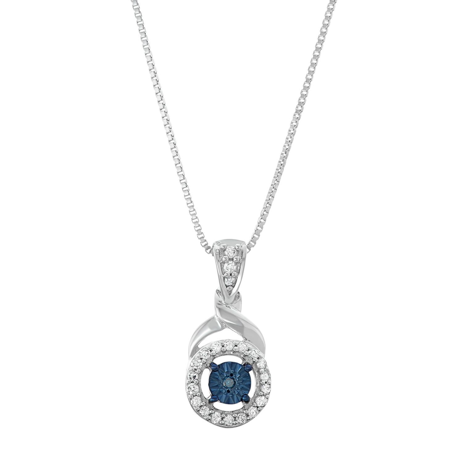 Sterling Silver Oval Halo Pendant Necklace - 18-Inch Chain