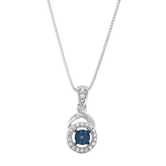 HDI Sterling Silver 1/8 Carat T.W. Diamond Circle Halo Pendant Necklace