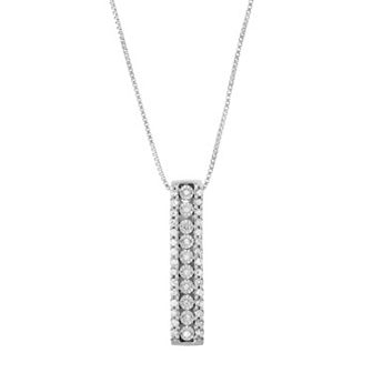 HDI Sterling Silver 1/5 Carat T.W. Diamond Stick Pendant Necklace